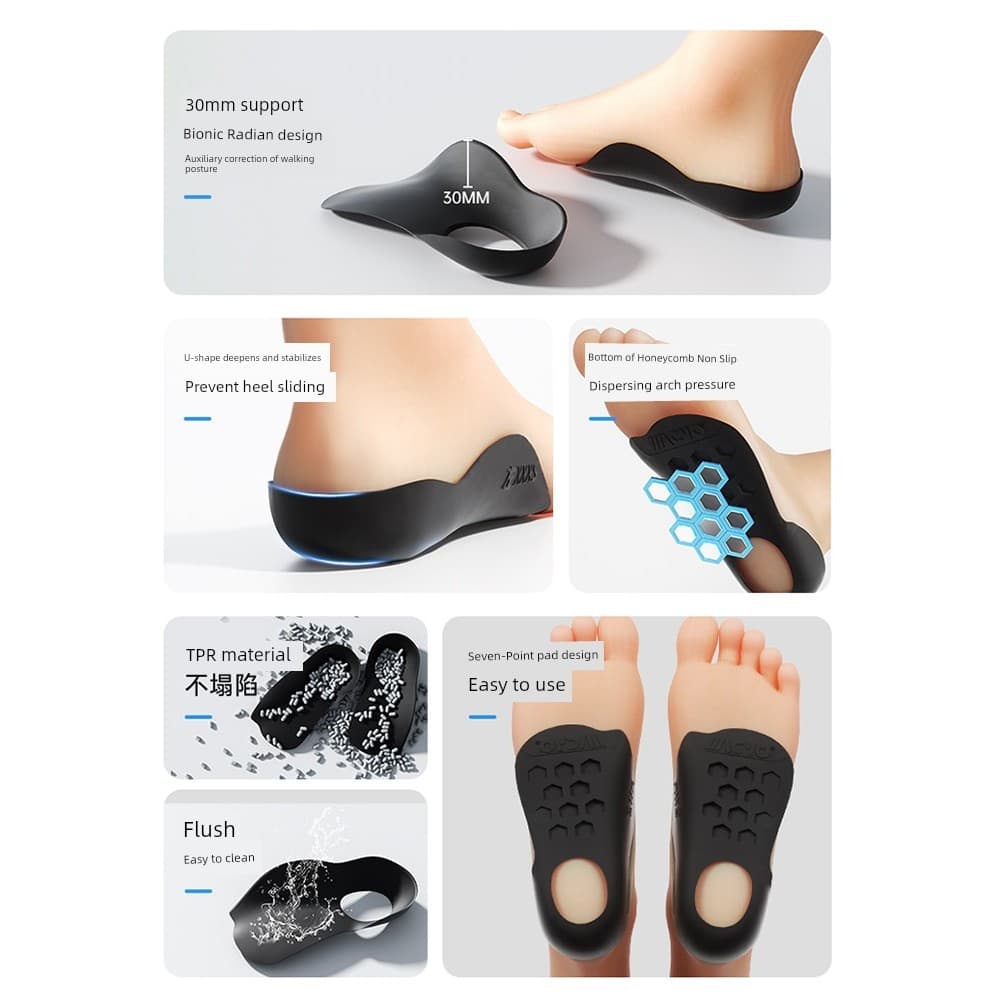 🔥 Absorve Impacto 🔥 Palmilha Ortopédica com Suporte do Arco Plantar Palmilha Suporte Arco Plantar Amortecimento Almofa