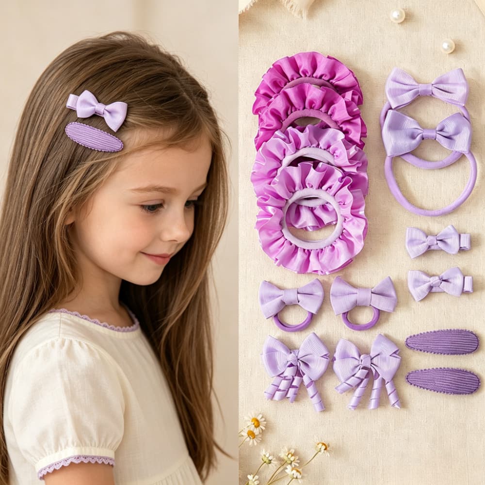 1 Lote Conjunto De Acessórios De Cabelo Com Laço Para Meninas , Laços De Gorgorão Suaves Macios , Indispensáveis De Volt