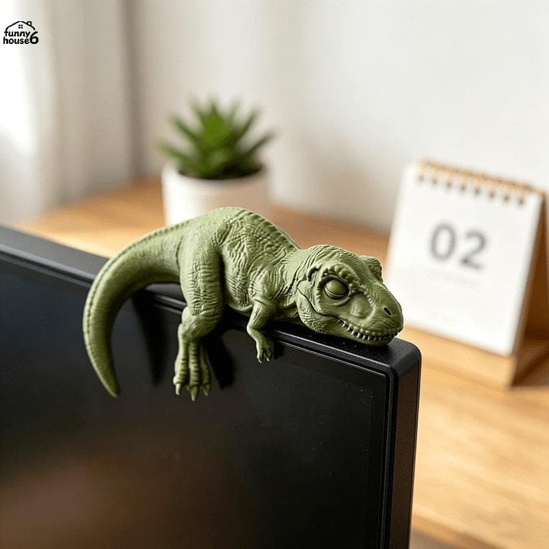 Diversão Dormindo Tiranossauro Rex Monitor Ornamento Criativo 3D Impresso Dinossauro Decoração De Mesa Para Escritório E