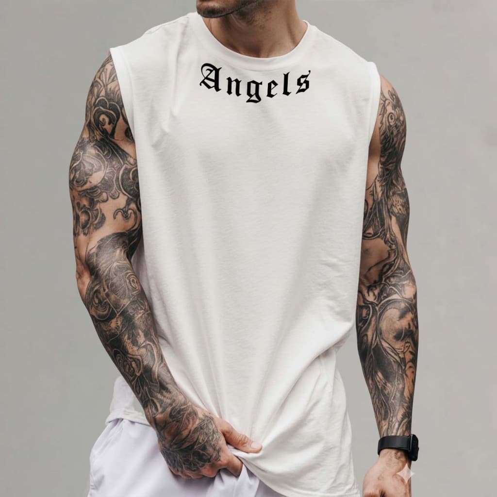 Regata Angels Oversized Machão Camiseta Camisa Streetwear Algodão Cavada Longline