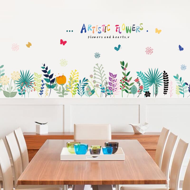 Planta fresca pvc papel de parede rodapé cintura adesivos de parede auto-adesivo sala de estar quarto adesivos de parede