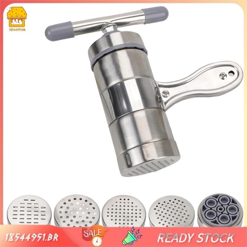 [18544951 . br] Espremedor De Frutas Com 5 Moldes De Pressão Máquina Manual De Macarrão Multifuncional De Aço Inoxidável