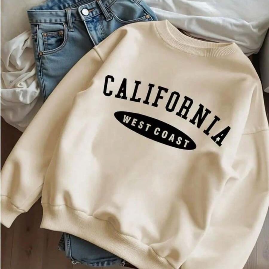 Moletom Feminino Califórnia Blusa Gola Redonda Blusa Flanelada Moda Feminina