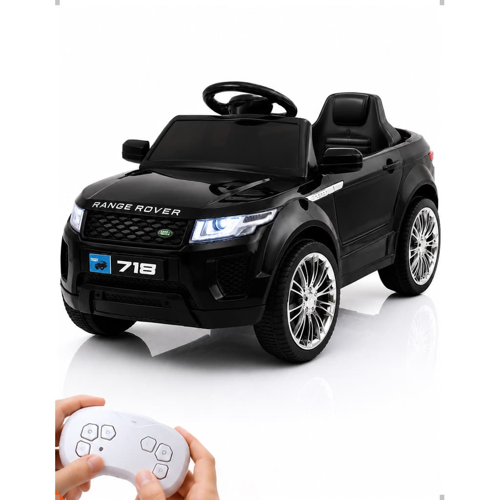 Carro Elétrico Infantil Range Rover Preto 6V Controle Remoto LED USB MP3 Licenciado 4,5Ah