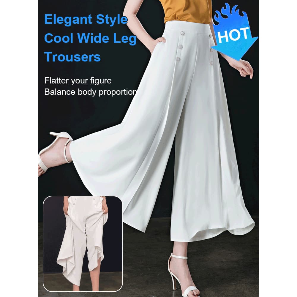 【Conforto Elegante】Visual Elegante/Calça Saia Larga/Alta Cintura/Estilo Casual
