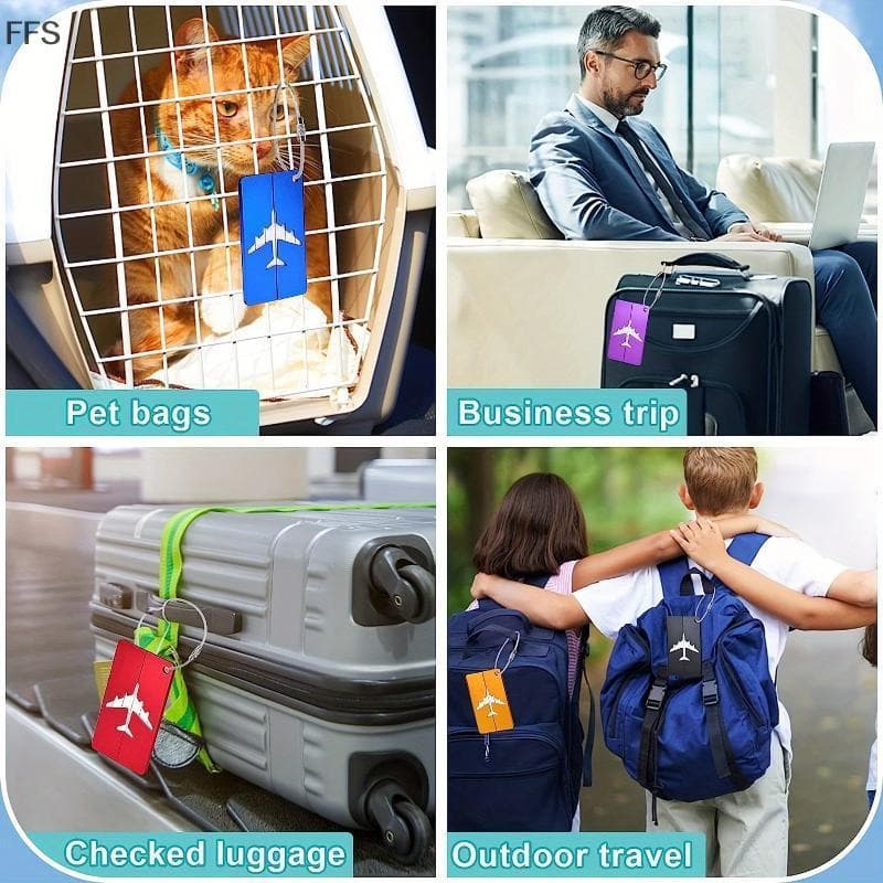 Etiqueta De Bagagem De Alumínio FSLUXO Anel De Aço Anti-Roubo Presente De Viagem Criativo Identificação De Mala Durável