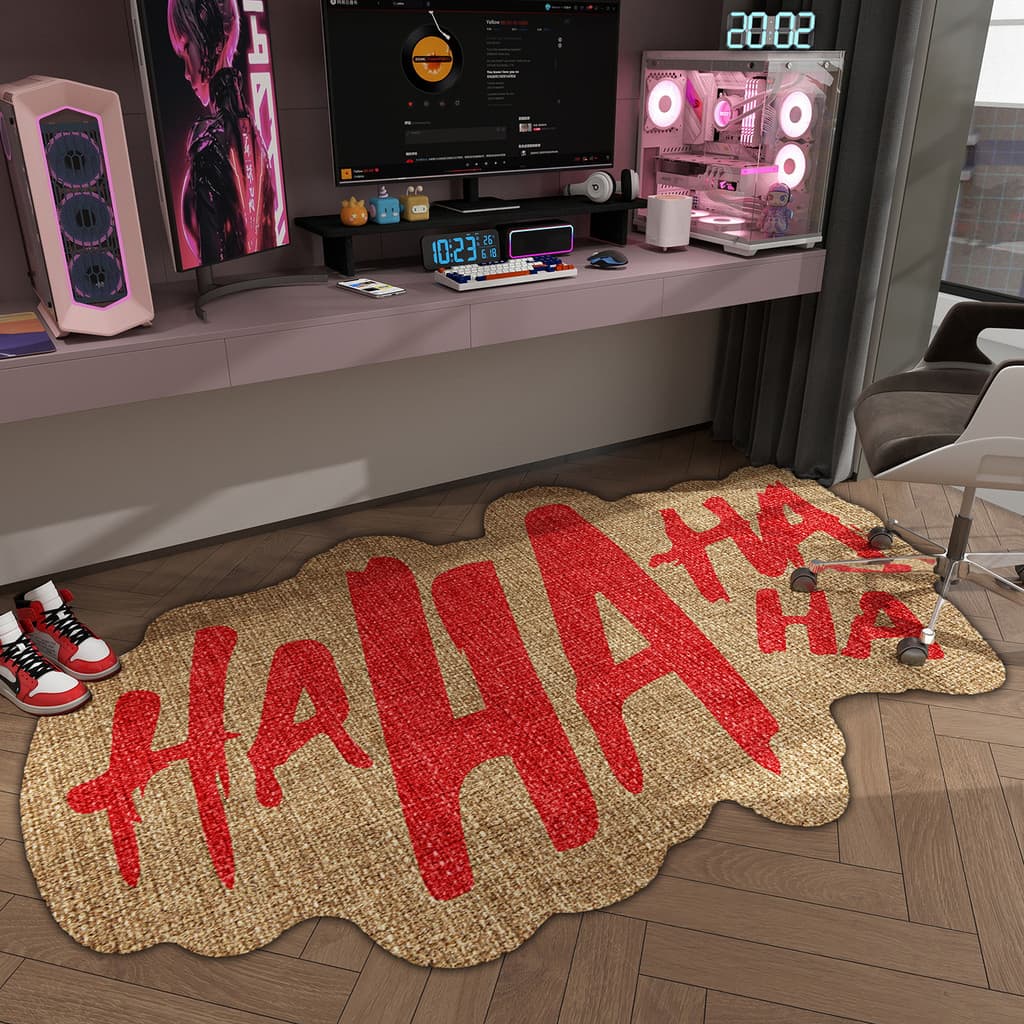 [Novo produto] tapete de sala de jogos sala de estar criativo na moda em forma de coringa HAHA tapete doméstico quarto c
