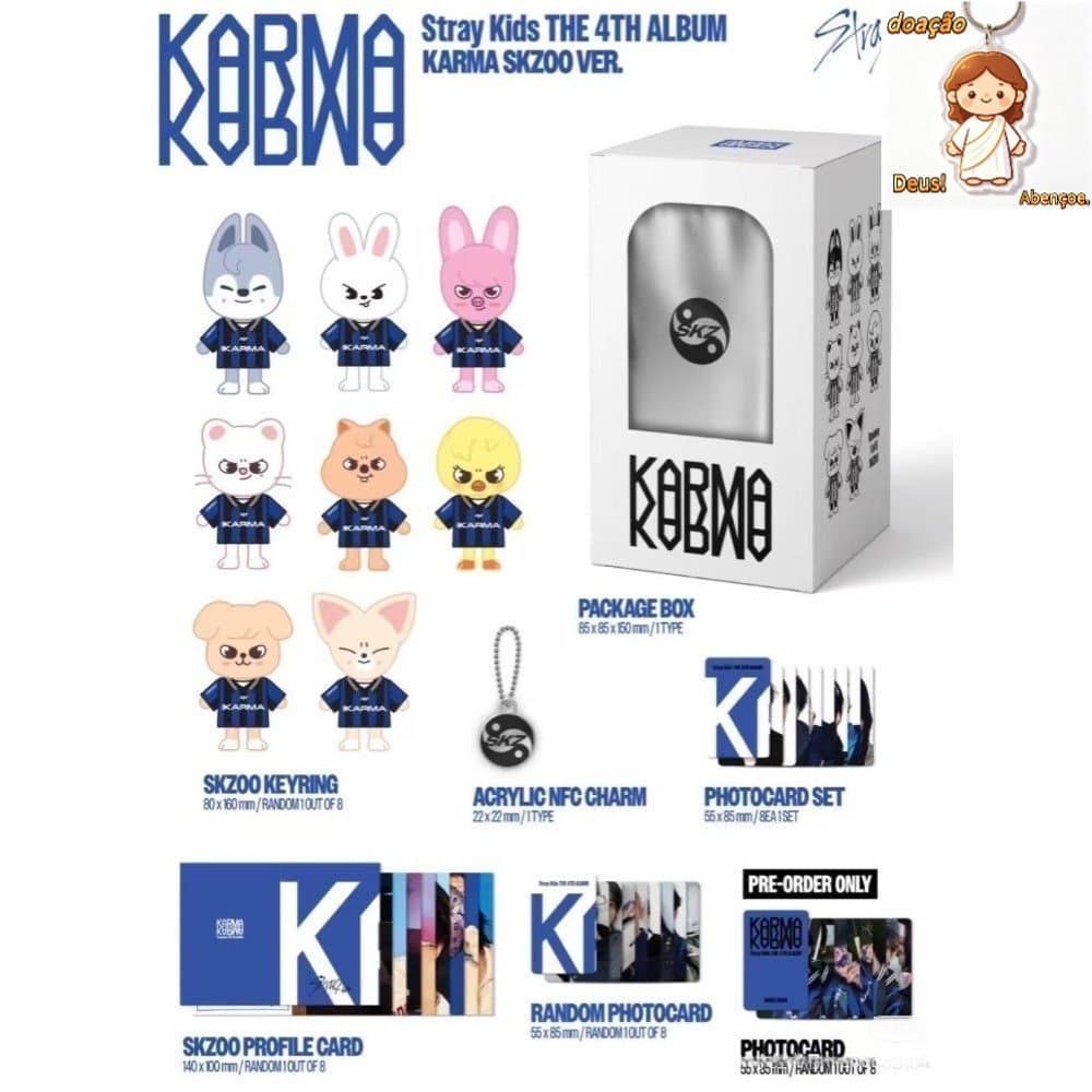Kpop Idol Stray Kids O 4o Álbum KARMA SKZ Ver Bonecas Opcionais , Cartões Aleatoriamente Bangchan Changbin