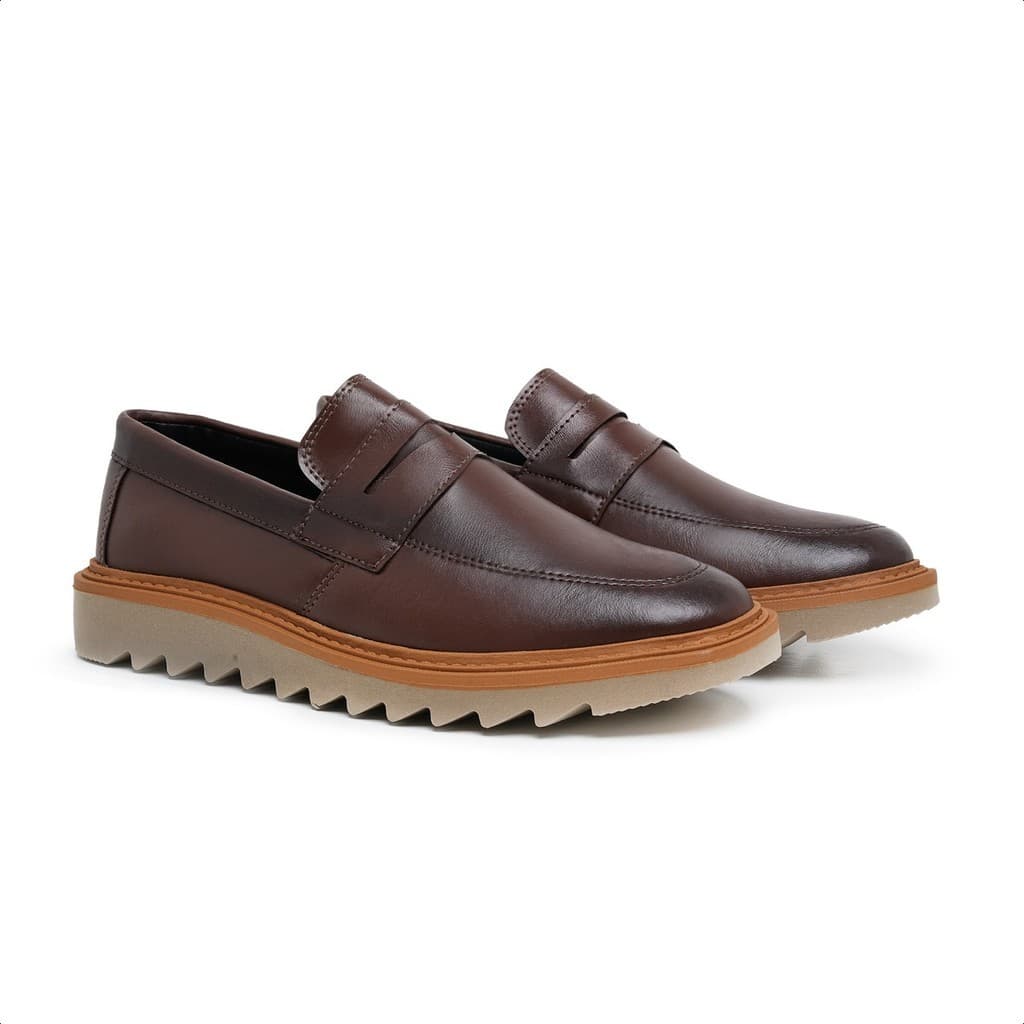 Mocassim Calce Fácil em Couro Sintético Designer Moderno Solado Robusto Confortável Maciol