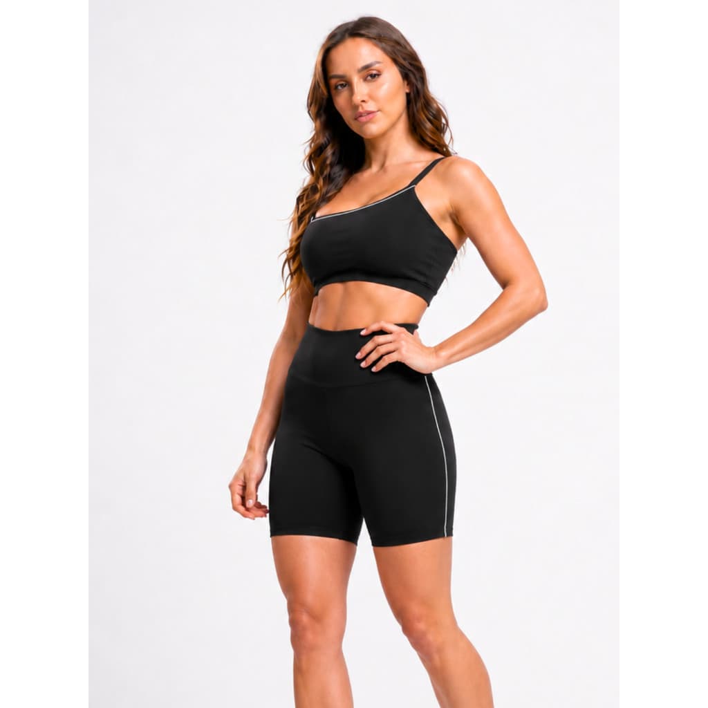 Conjunto Fitness One De Academia Short e Top Suplex Feminina Zero Transparencia