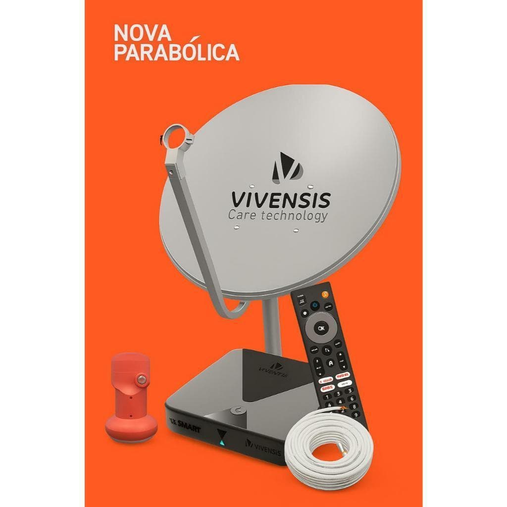 Kit Receptor Digital Vivensis Vx Smart Box Antena Lnbf Cabo