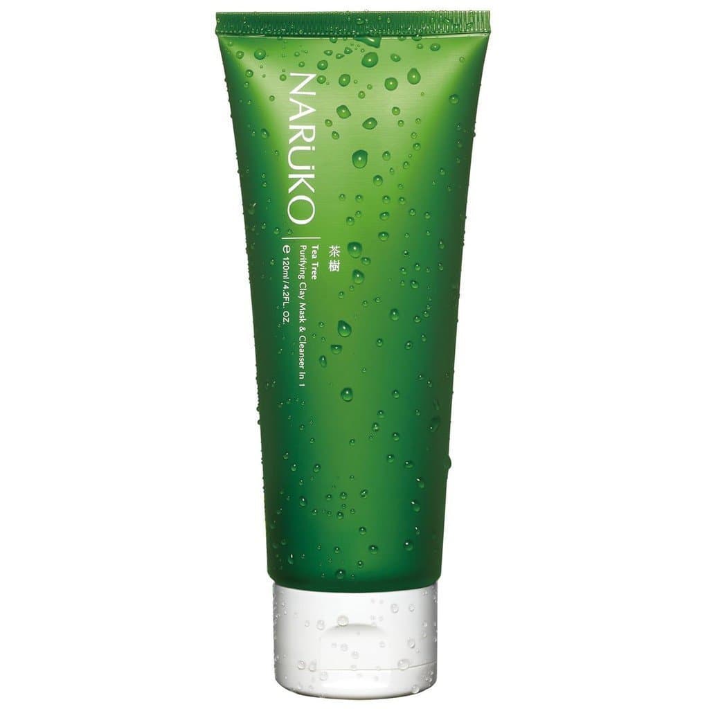Máscara Purificante e Limpador Facial 2 em 1 Naruko Tea Tree Kaolin Clay é utilizada para esfoliação, limpeza de poros e
