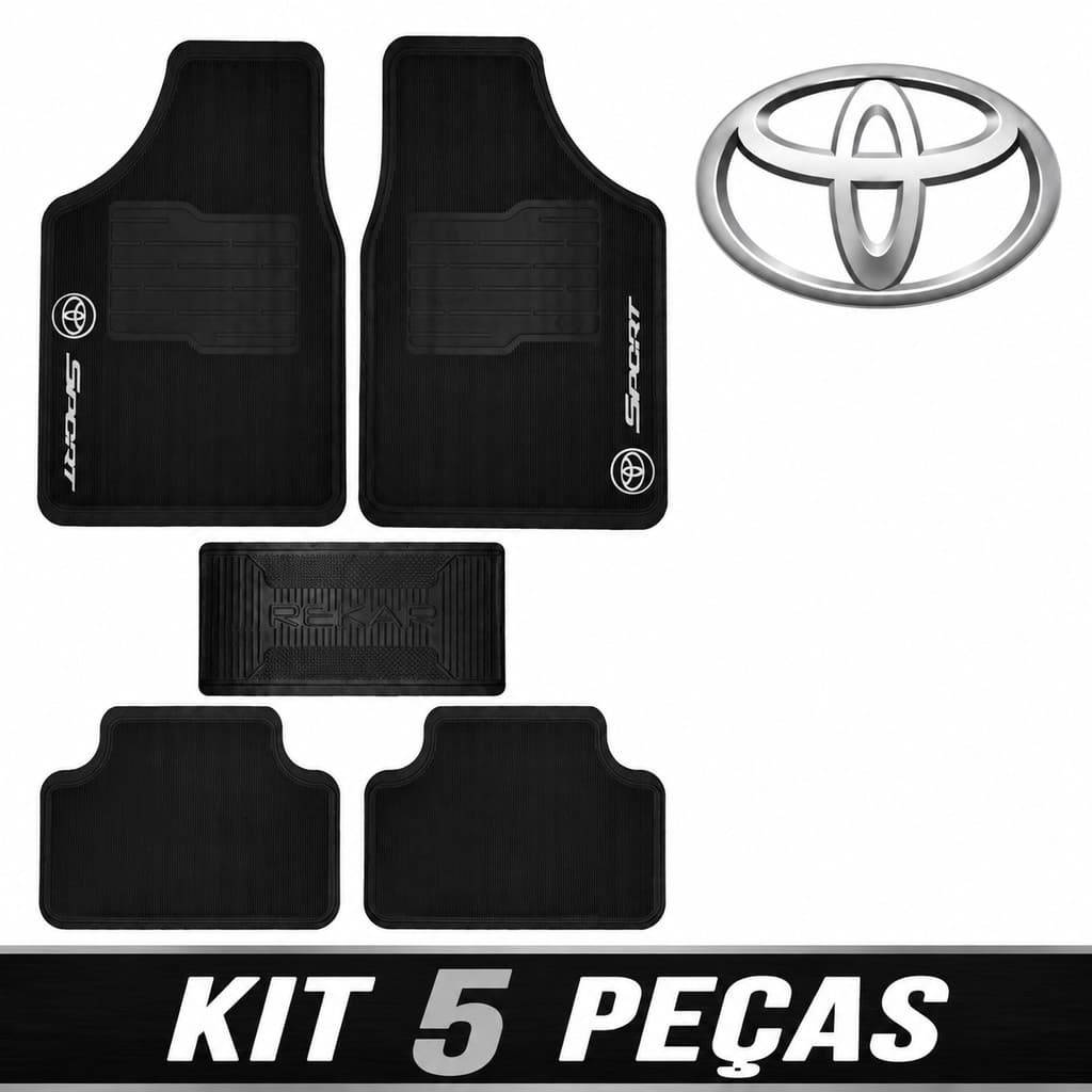 Tapete Borracha Toyota 5 peças Carro Automotivo Corolla Hilux Etios Yaris Rav4 Cross Sw4 Universal