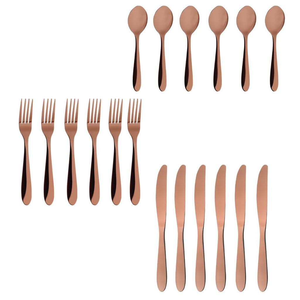 Kit Jogo De Talheres Cobre 18 Peças Faqueiro Inox Gourmet Mix