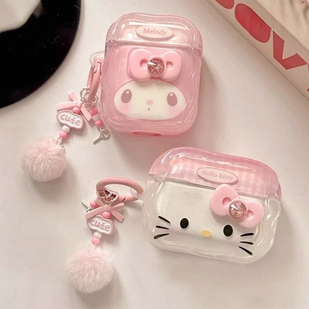 Para Airpods 4 Pro 3 2 1, Decoração Adesiva em Forma de Laço 3D, Capa de Fone de Ouvido Bluetooth TPU Rosa Doce Melody H