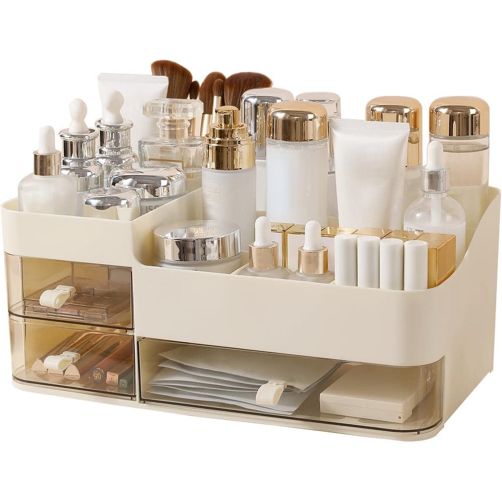 Organizador de Maquiagem DASITON com 3 Gavetas, Organizador de Cosméticos e Produtos de Cuidado da Pele para Bancada, Or