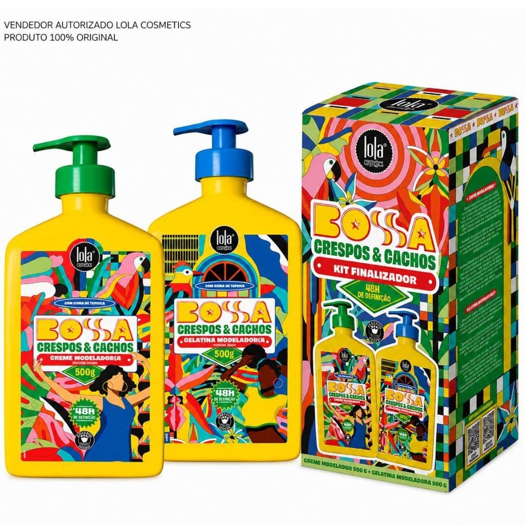 Kit Caixinha  Lola Cosmetics Bossa Crespos e Cachos| Creme Modelador 500g + Gelatina Modeladora 500g