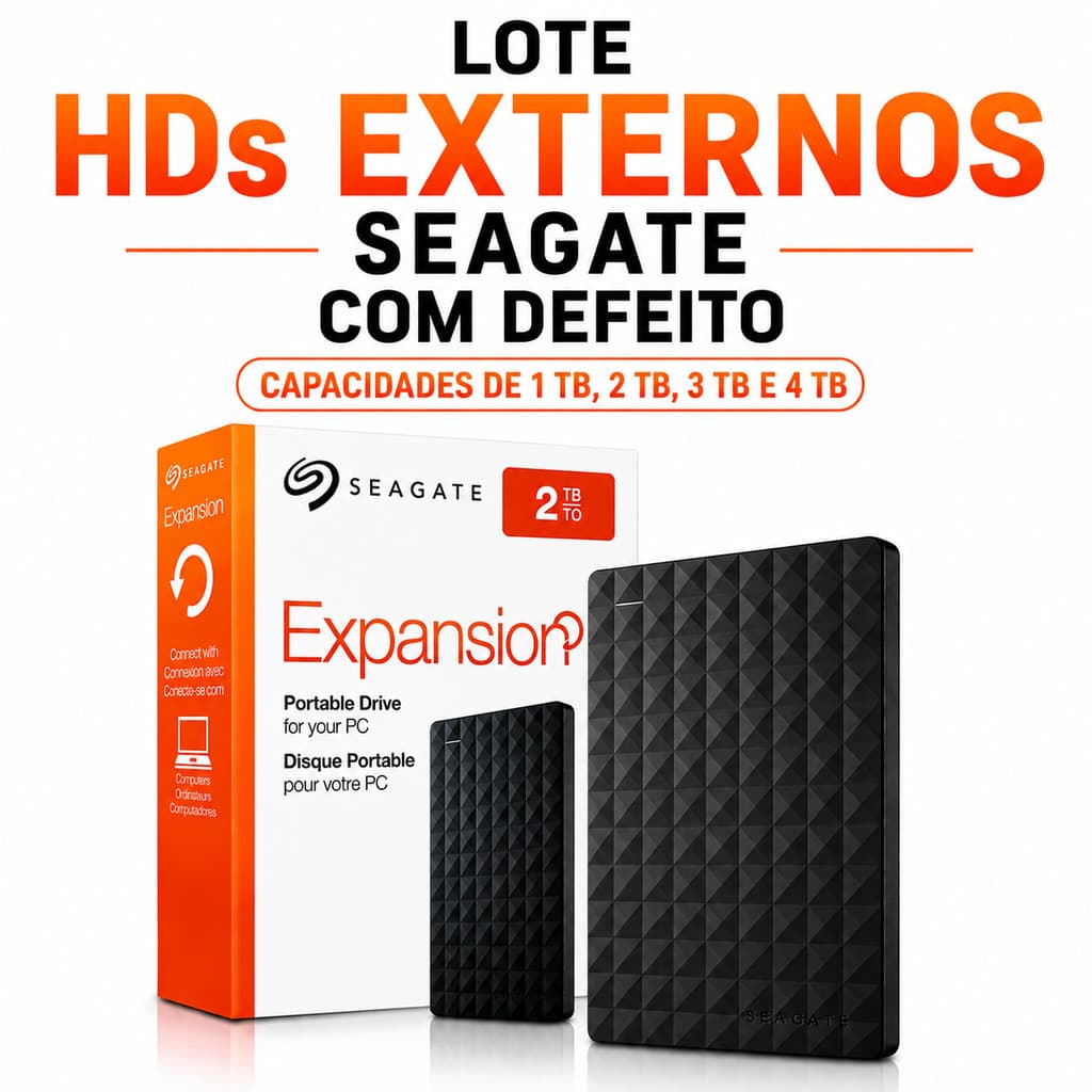 Lotes HD externo Seagate Com defeito Defeitos Variados de 1 a 4 TB