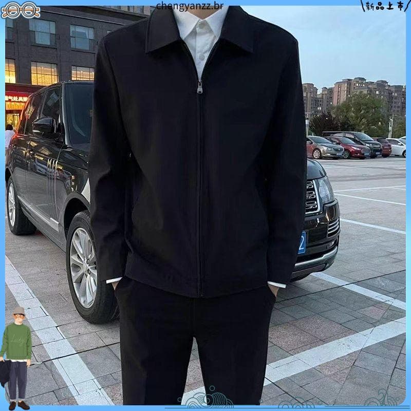 Jaqueta forro de lã masculina outono inverno meia-idade jovem negócios de meia-idade lapela Casual Administ