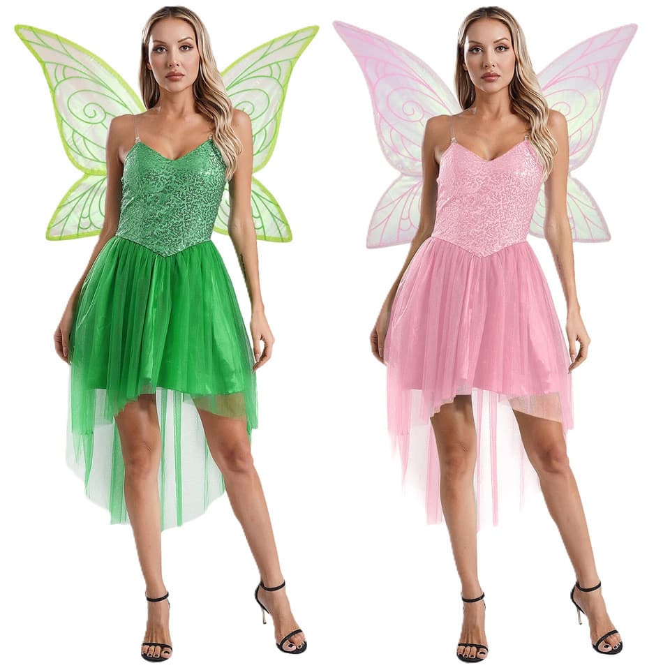 Fantasia de Natal e Halloween 2025, Vestido de Cosplay para Role-Playing, Traje de Fada Maliciosa com Asas de Elfo