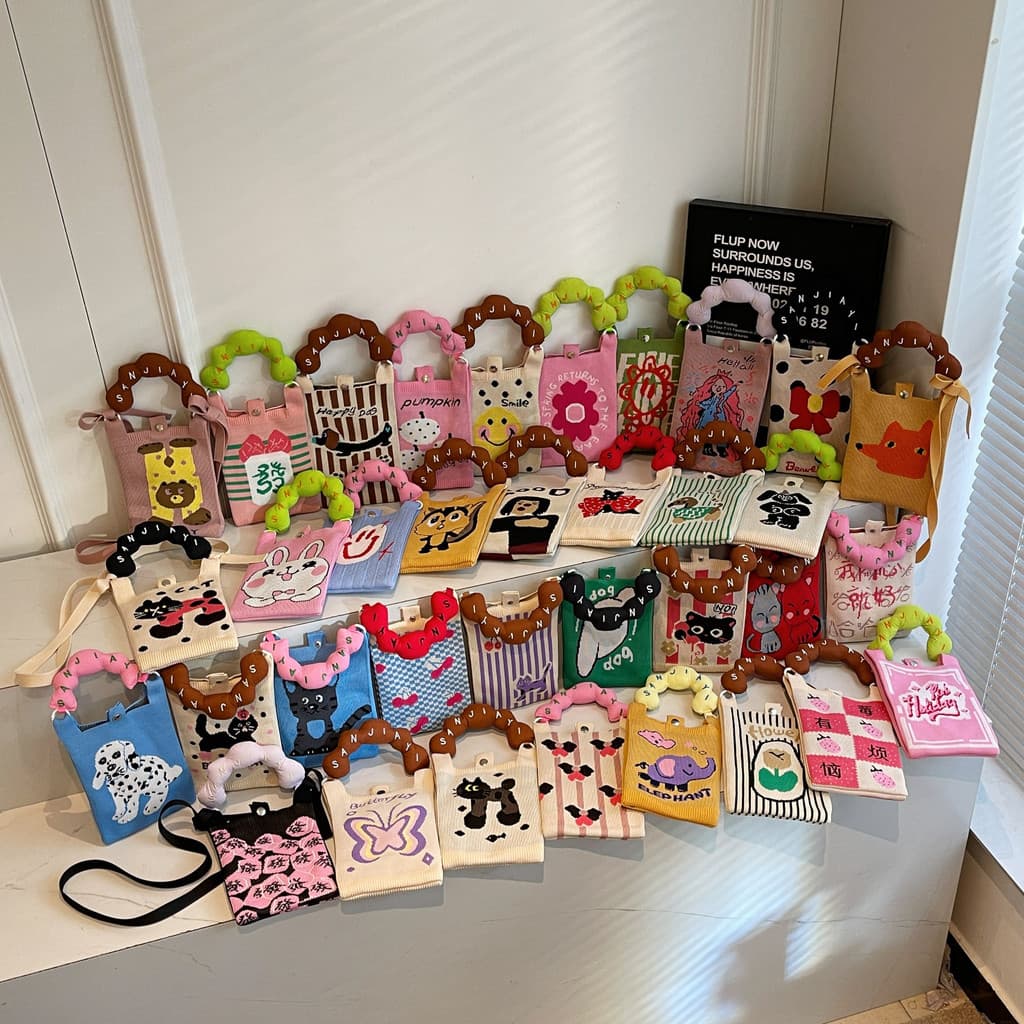 Bolsa de celular feminina exclusiva em tricô, bolsa tecida, bolsa versátil de ombro e transversal, bolsa de mão SDUZ