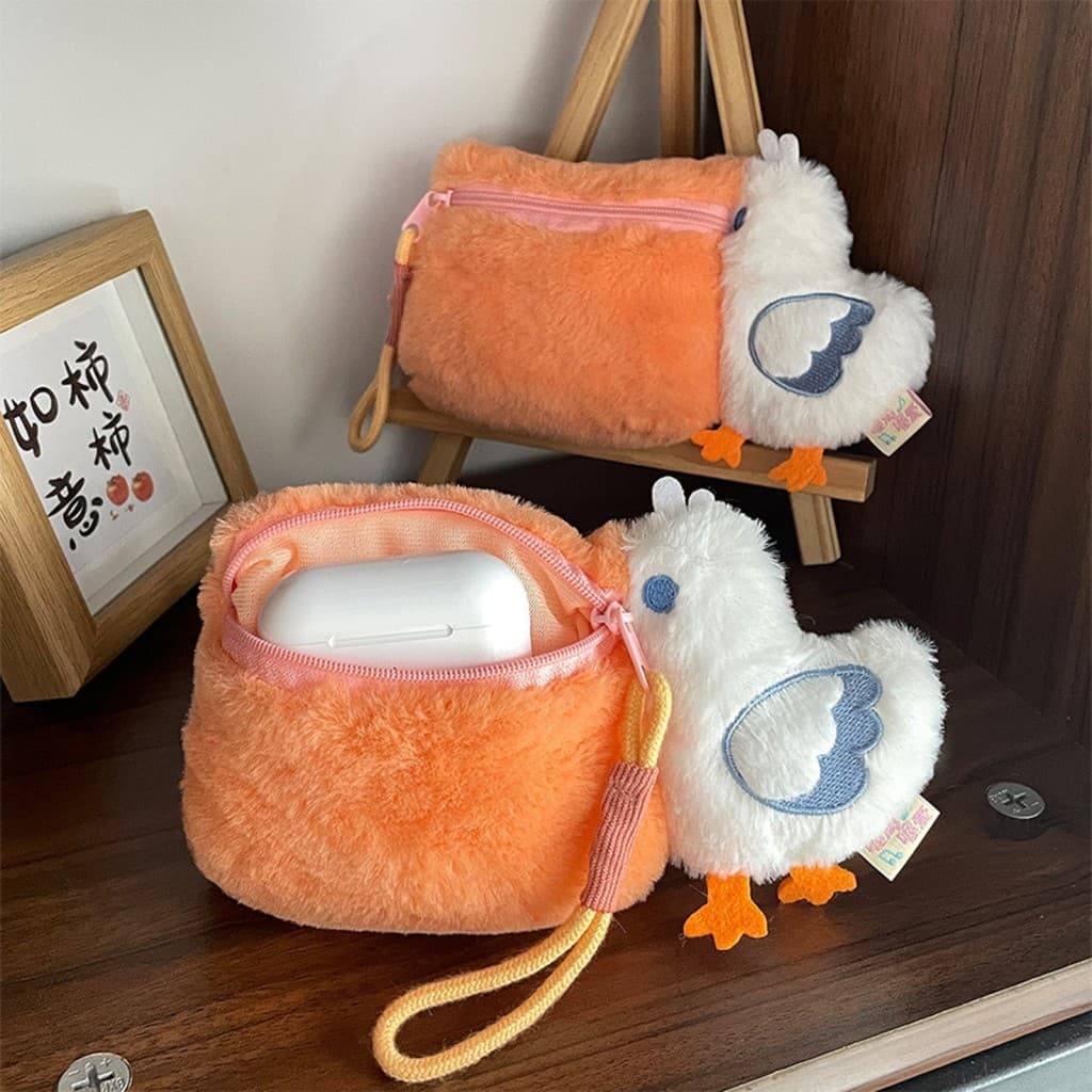 Bolsa De Moedas De Pelúcia Pelican Engraçada-Chaveiro De Armazenamento De Fone De Ouvido Acessório Animal