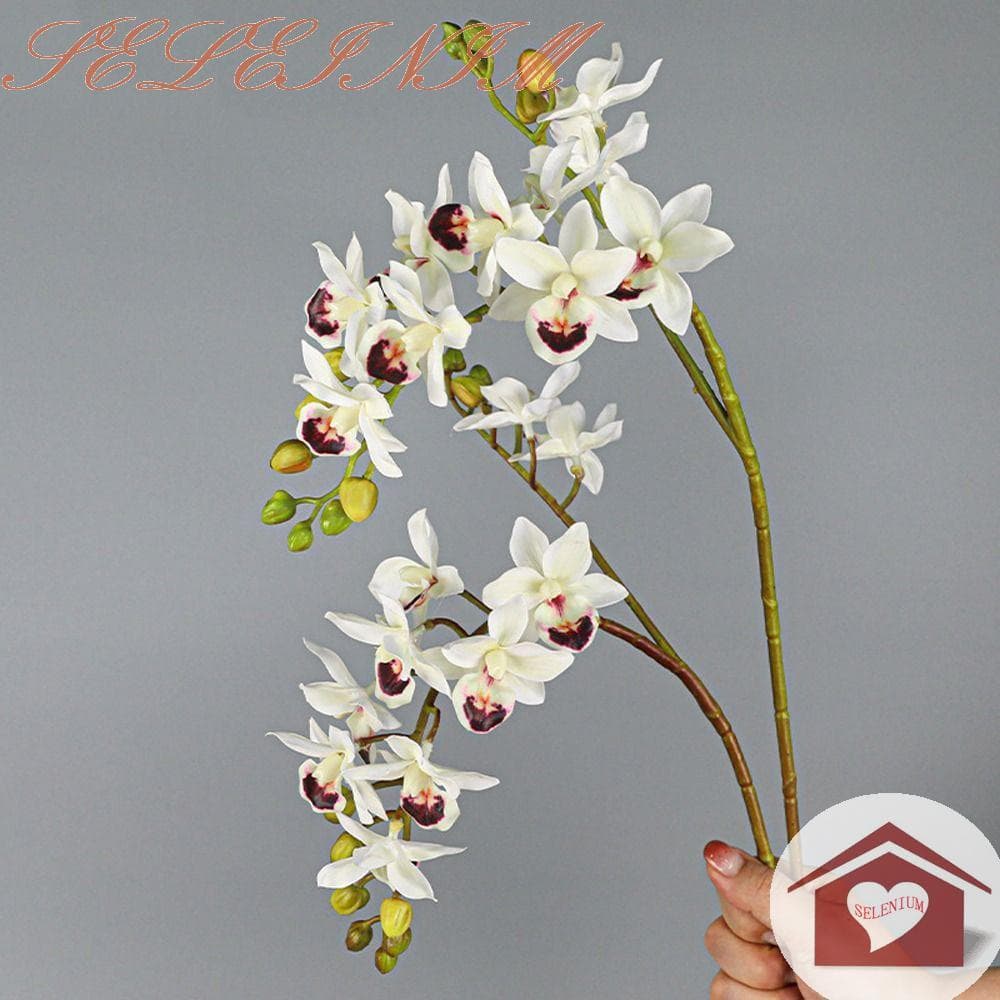 Ramos Artificiais De Phalaenopsis SELENIUM , Flor De Orquídea Borboleta Artificial Realista De 2 Garfos , Feita À Mão
