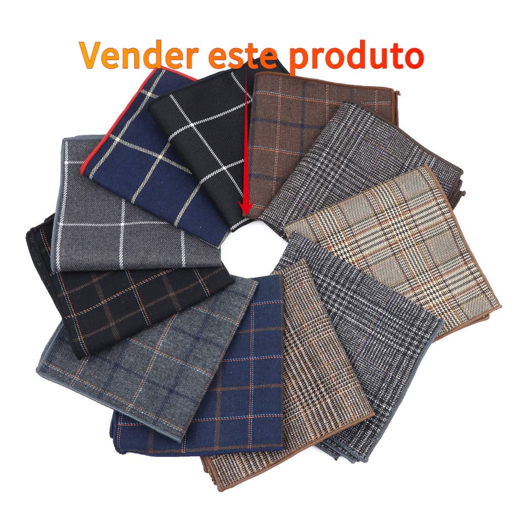 ZONFAZ Algodão Clássico Xadrez Listrado Bolso Quadrado 24cm Lenços Marrom Terno Festa Uso Diário Lenço Smoking Presente