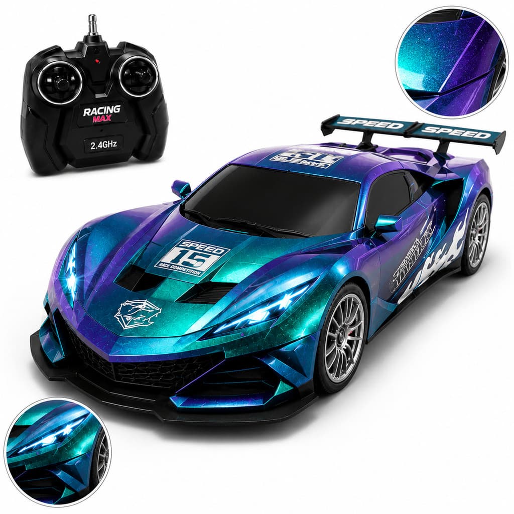 Carrinho Controle Remoto 2.4ghz Race Max Speed Recarregável Azul-aço