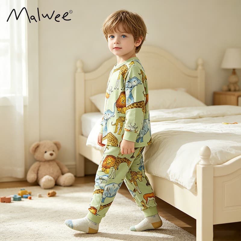 Em estoque: Conjunto de outono para meninos Malwee, novo conjunto casual de duas peças com estampa, composto por camisa