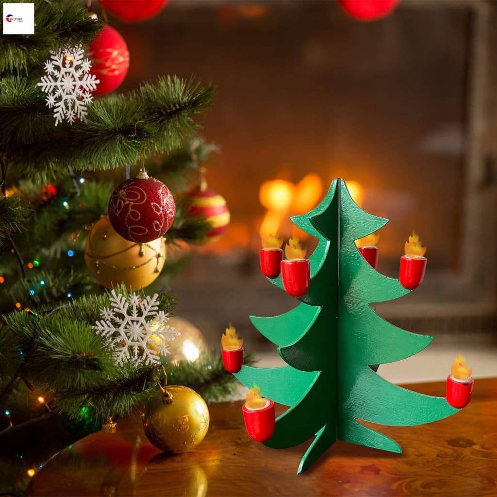 Castiçal De Madeira Para Árvore De Natal Com Cadeira De Balanço , Decoração De Mesa Memorial , Faça Você Mesmo