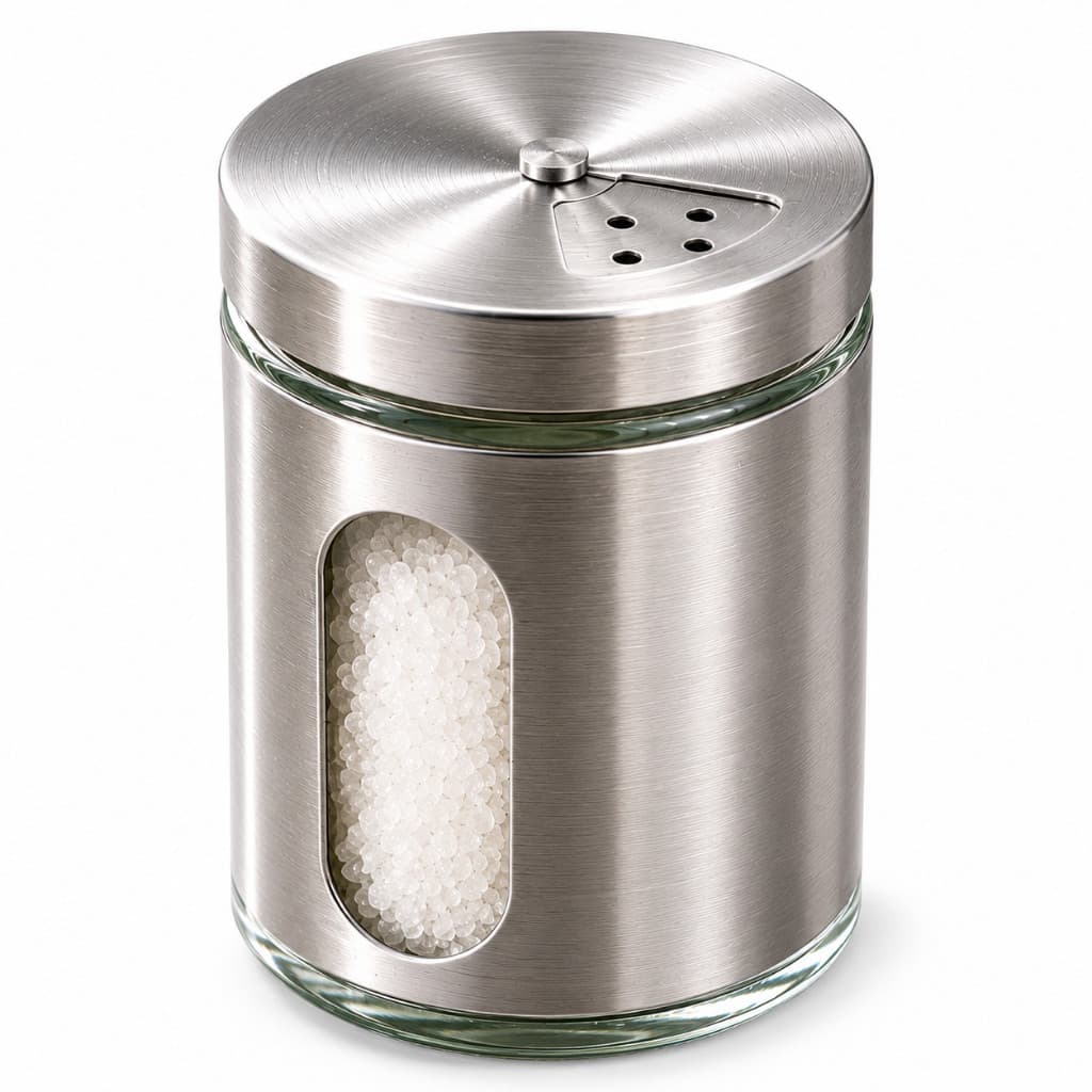 Porta Saleiro Pimenteiro Inox Vidro 80ml Sal Aço Inox