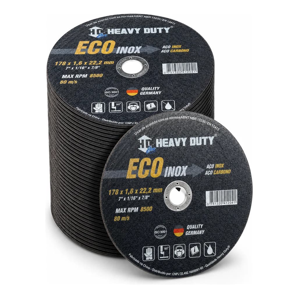 Kit 20 Disco Corte Inox Metal 178mm 7 Polegadas Esmerilhadeira Corte fino Heavy Duty