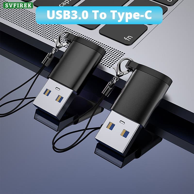 Adaptador USB Para Tipo C Fêmea Macho 3.0 5Gbps De Alta Velocidade Com Cordão De Chaveiro Compatível Celular PC