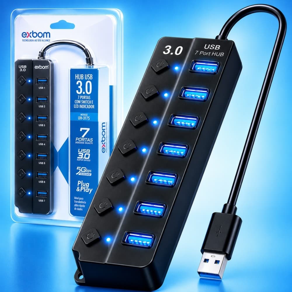 Hub Usb 3.0 7 em 1