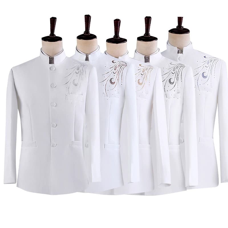 Novo produto estilo chinês anfitrião traje masculino adulto terno cantor vestido coro estilo chinês desempenho traje