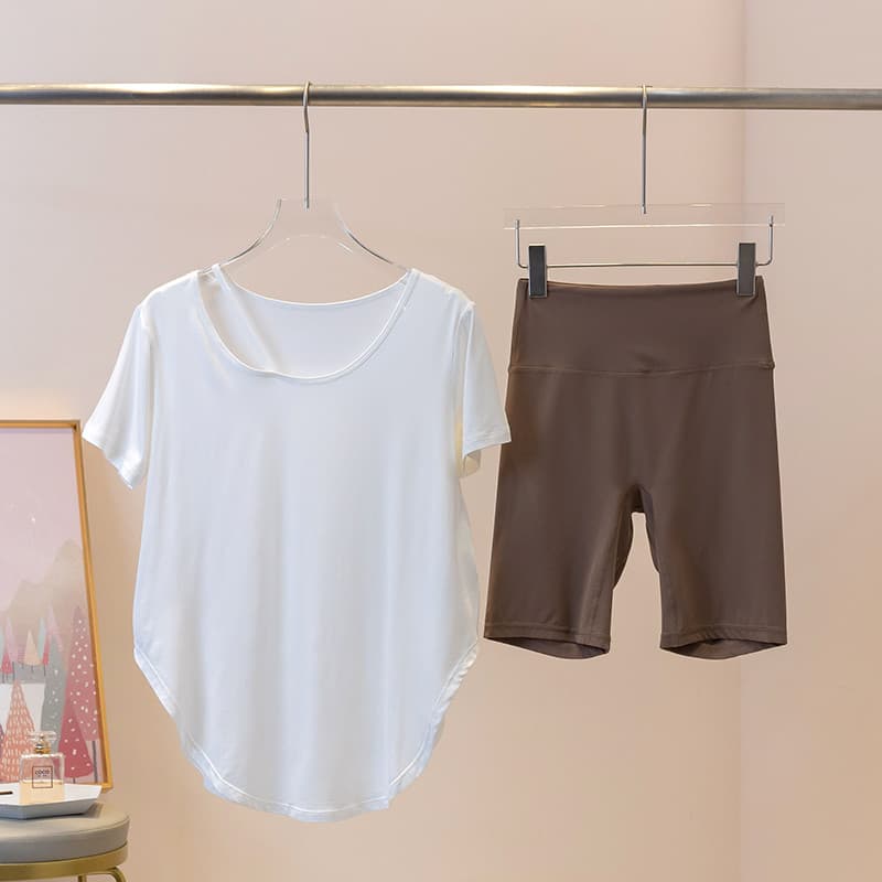 Terno de Yoga feminino verão ginásio solto mais magro olhar capa carne ciclismo roupas de Fitness esportes correndo Pila