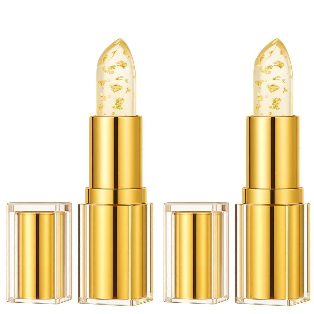 Batom Transferproof que Muda de Cor, Kit com 2 Batons PH Cristal Dourado, Batom Transparente que Muda de Cor, Melhor Bál