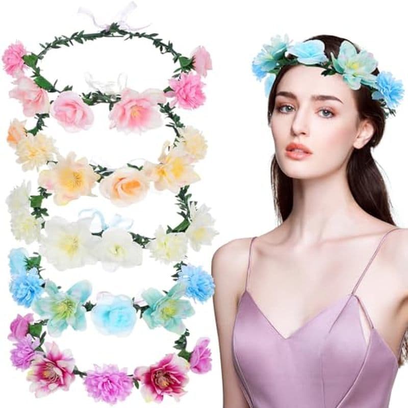Tiara Floral Coroa De Flores Para Meninas E Mulheres Leve Guirlanda De Casamento Cocar Festa Palco Acessórios De Cabelo