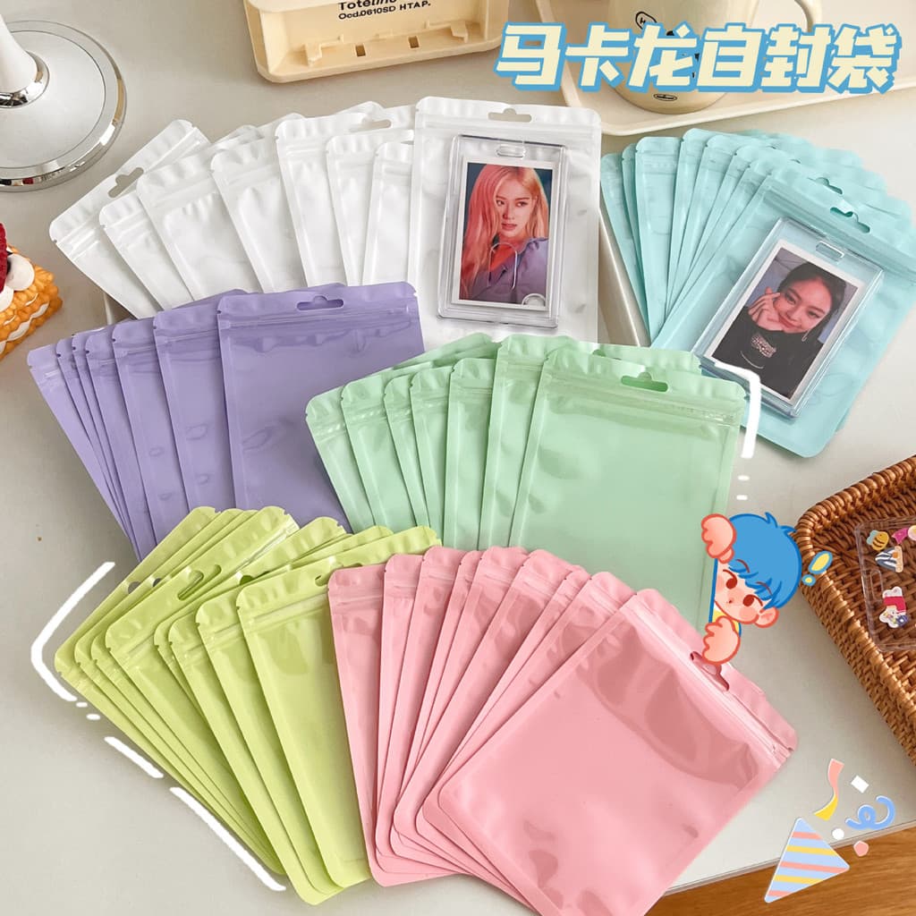 Macaron cor transparente plana Ziplock saco bonito engrossado pequeno saco de embalagem de presente saco selado de armaz