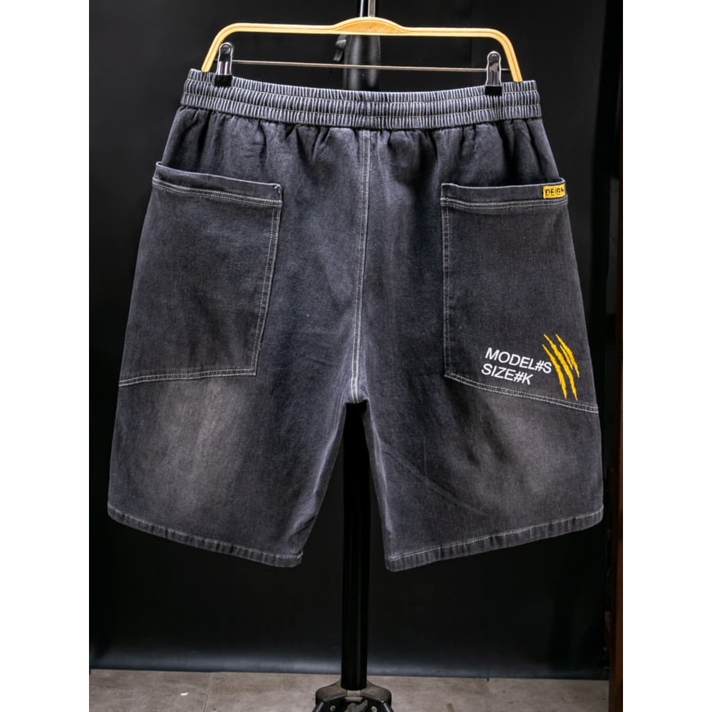 Além de gordura plus Size Denim Shorts masculino solto em linha reta estiramento cinco pontos calças médias verão fino g