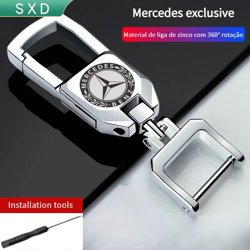 Chaveiro SXD para Mercedes-Benz - Liga de Metal de Alta Qualidade, Logotipo Personalizado, Antiperda, 360 Graus °