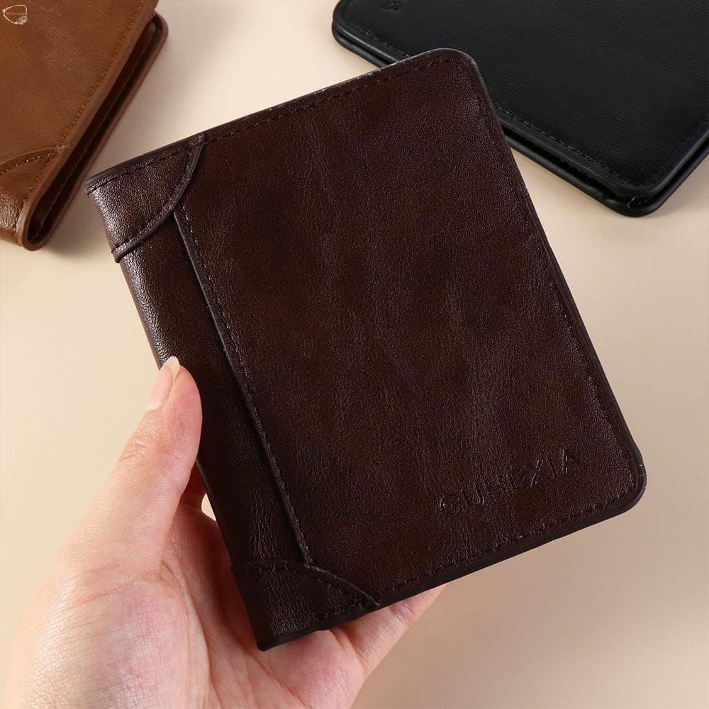 MXBEAUTY Carteiras De 2 Dobras , Carteira Curta Masculina Macia De Couro , Bolsa De Bolso Para Cartão De Crédito