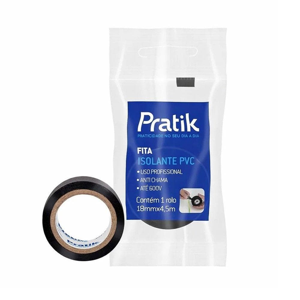 Fita Isolante Pratik Flow Pack 18MMx4,5M Preta