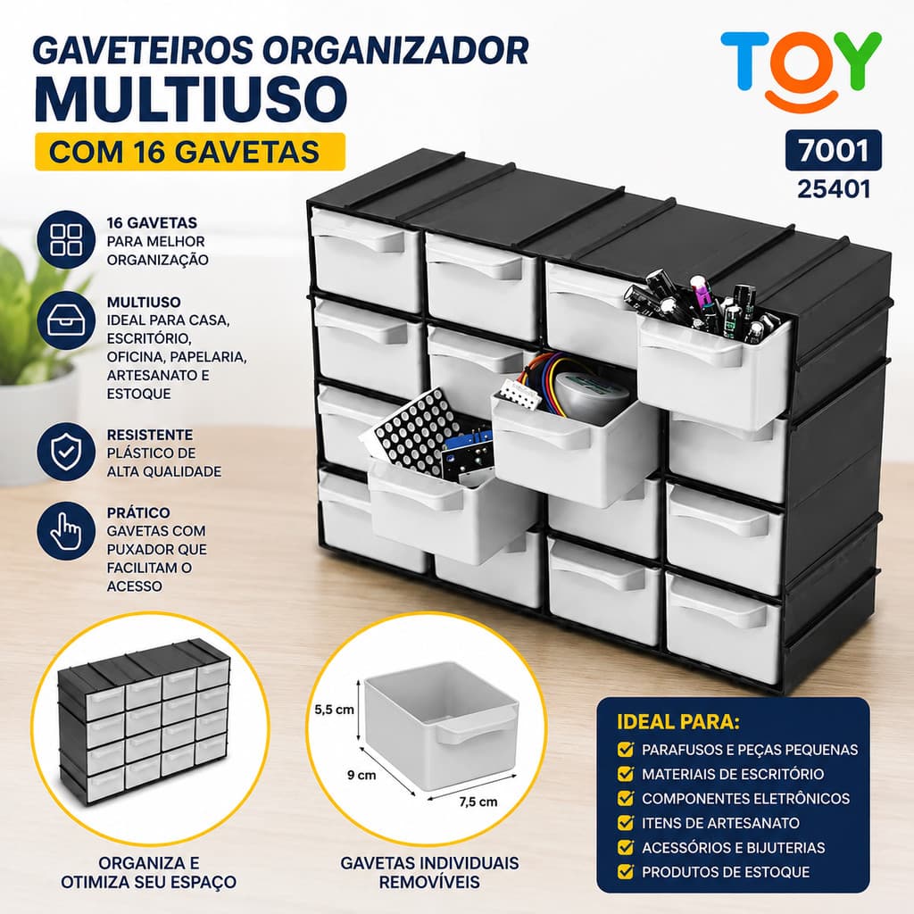 Gaveteiros Organizador Multiuso Com 16 Gavetas 7001 TOY 25401