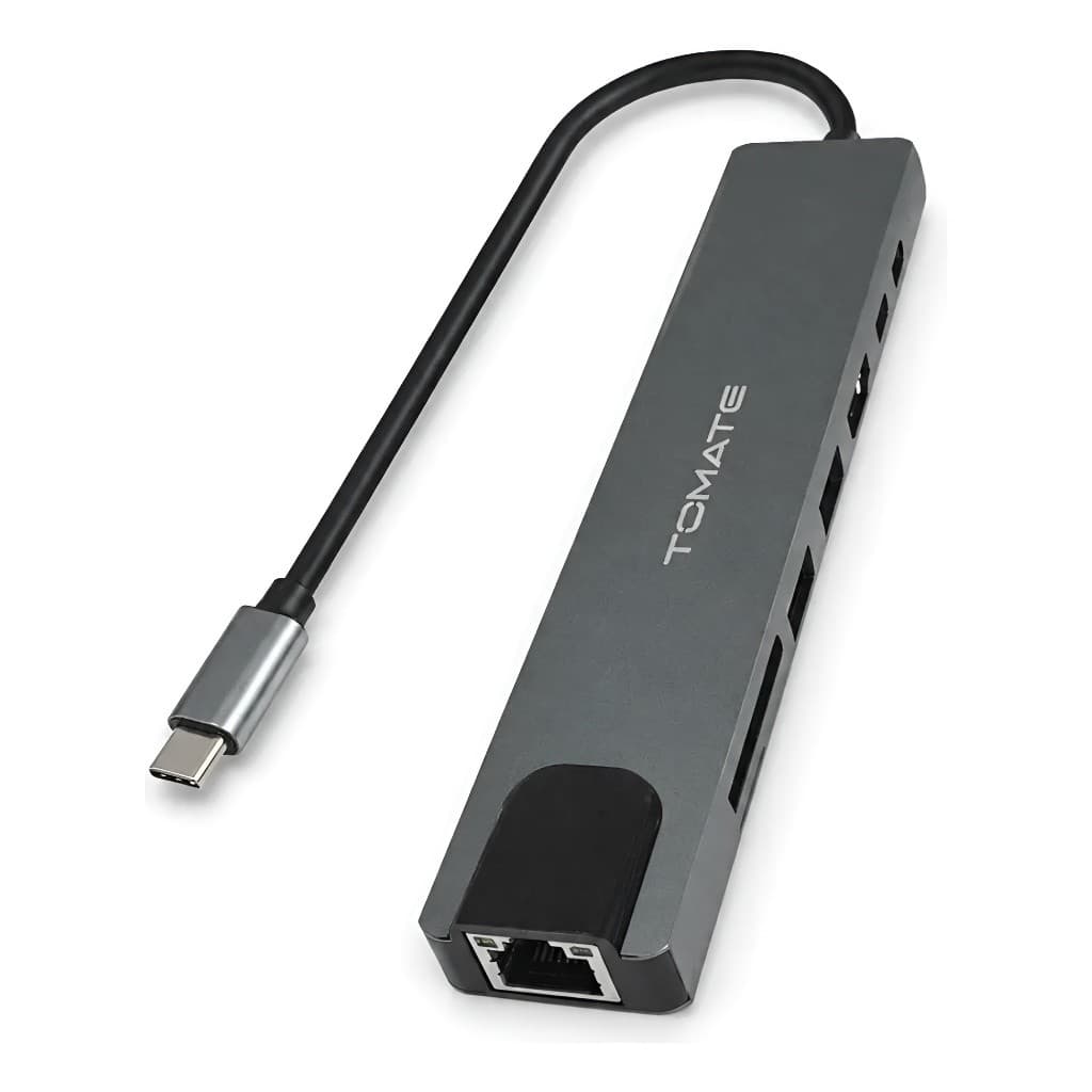 Hub Usb-c 8 Em 1 Adaptador Usb Sd Cartões Hdmi 4k Usb 3.0 Cinza