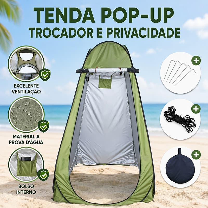 Tenda Banheiro Portátil Pop Up Impermeável para Praia Camping Chuveiro e Troca de Roupa