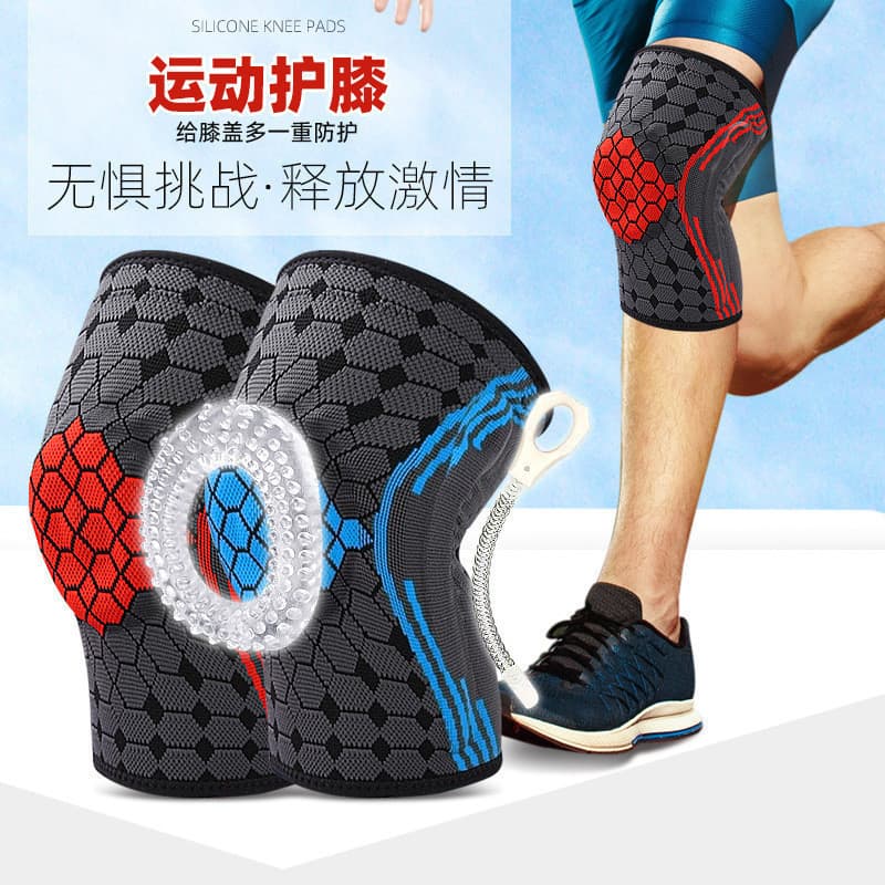 Esportes náilon malha joelheiras primavera tiras suporte tiras de silicone Anti-deslizamento anel de silicone almofadas