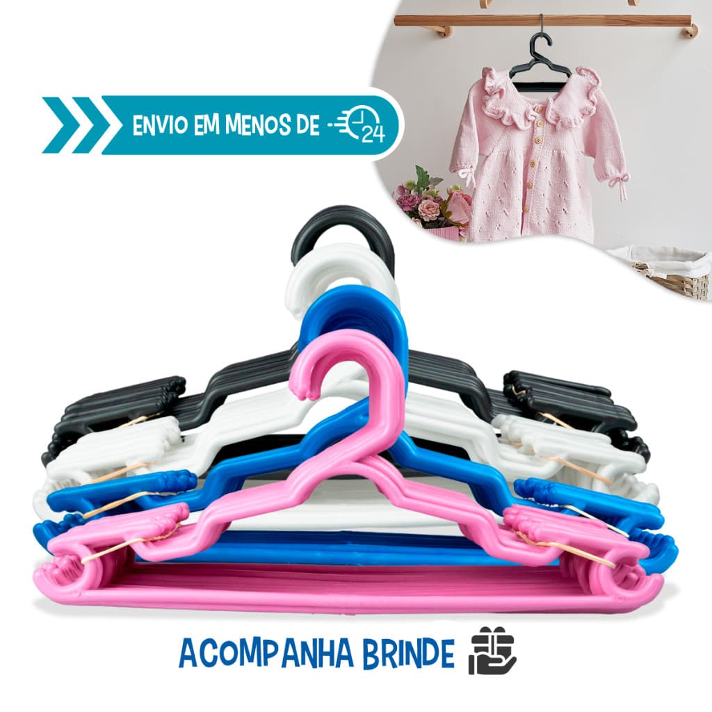 kit unidades Cabide Reforçado Baby infantil juvenil cores