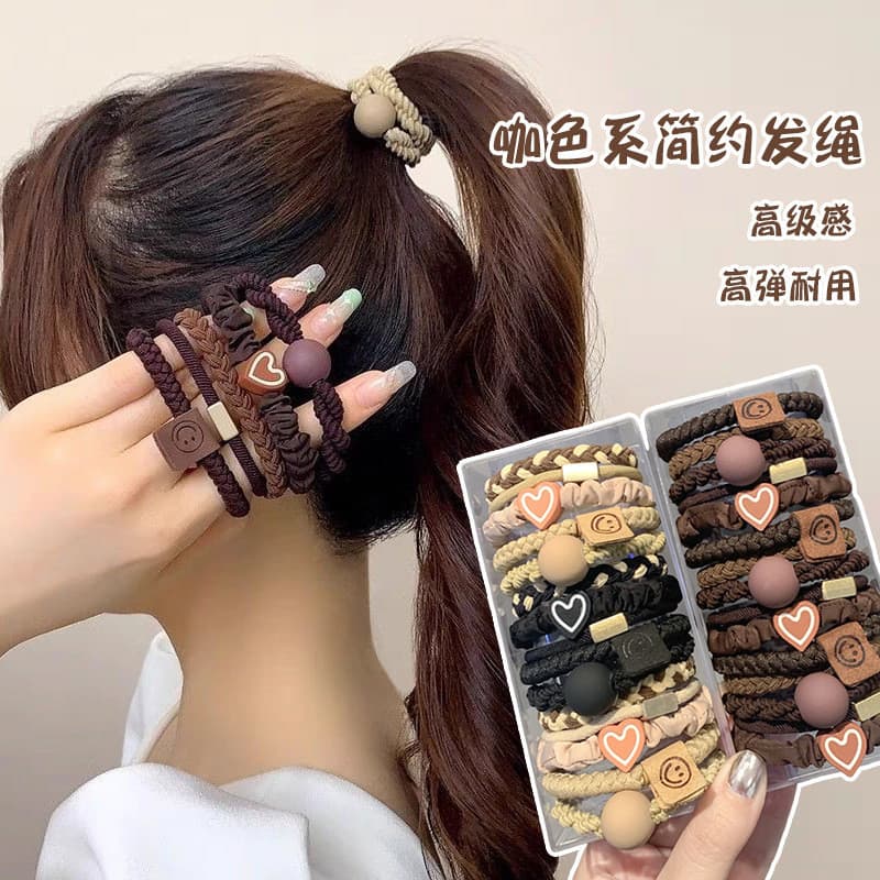 Cor de café high-End elástico gravata cabeça simples corda de cabelo venda quente cabeça corda alta elástica durável 202